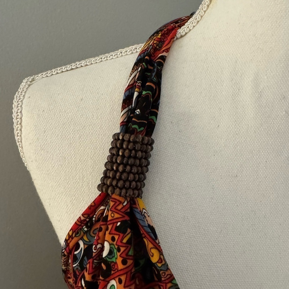 Beautiful EUC 5th& Love Halter Top Maxi Dress SZ XL Silky & colorful BOHO - Picture 3 of 13